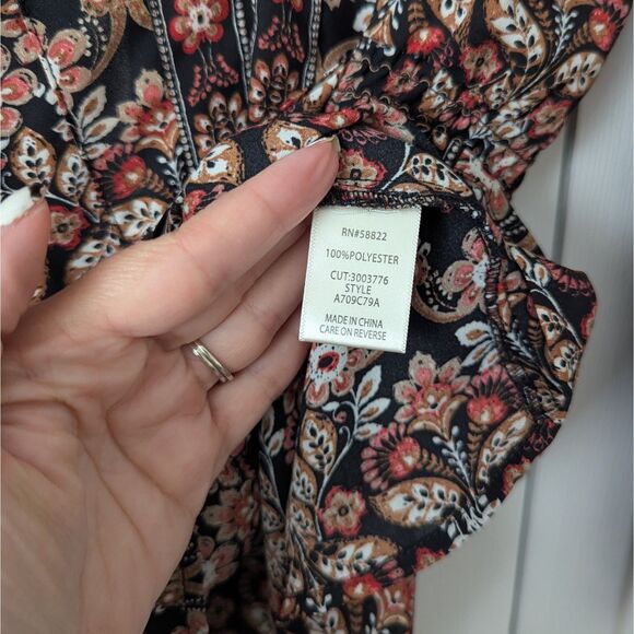 Max Studio Floral Blouse | Women’s Medium | Waist Tie - Picture 4 of 5